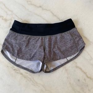 Size 2 Lululemon womens grey and black speed up shorts